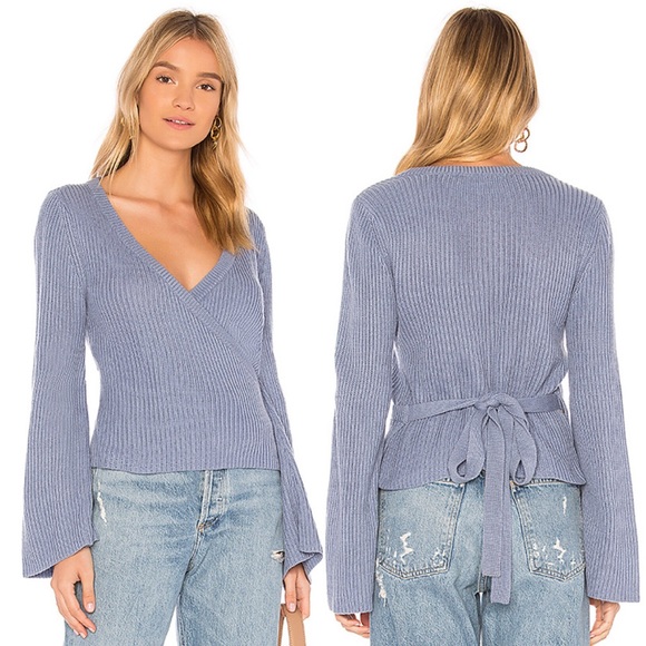 cupcakes & cashmere Sweaters - Cupcakes & Cashmere Blue Wrap Knit Sweater